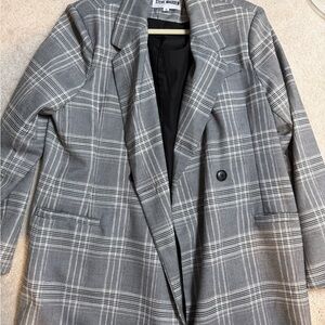 Steve Madden Black and White Plaid Blazer